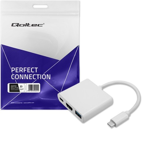 Qoltec Hub Adapter USB-C 3.1 3w1 | USB 3.0 | HDMI 4K | USB-C 3.1 PD 100W