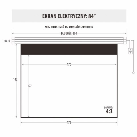 EKRAN ELEKTRYCZNY 84" 170x127cm z pilotem EM-84 4:3E ART PREM
