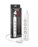 Urządz. zas.-zabezpiecz. KERG z wyłącznikiem-4 gniazda-3USB-biało-szary-3m-16A-H05VV-F-3x1,5mm