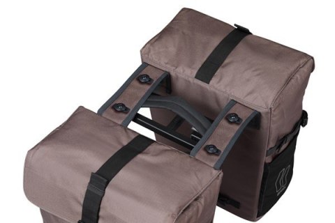 Sakwa podwójna BASIL MOVE DOUBLE BICYCLE BAG, MIK z adapterem do mocowania (ready to go), 30L, Wodoodporna, Brown (NEW)
