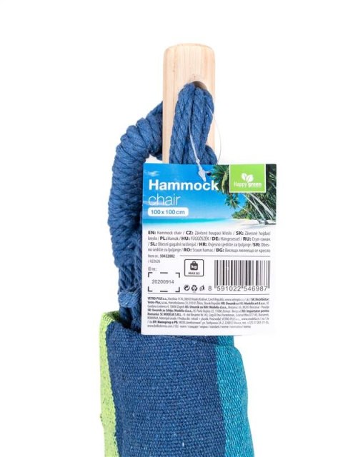 Fotel wiszący bujany huśtawka 100 x 100 cm, niebieska