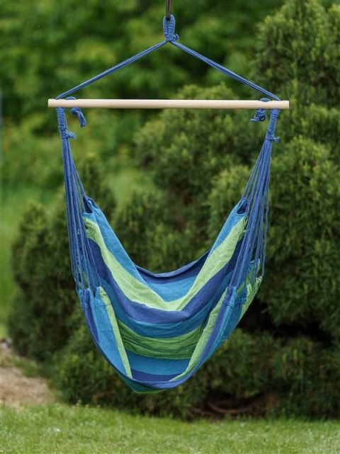 Fotel wiszący bujany huśtawka 100 x 100 cm, niebieska