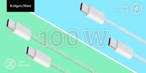 Kabel USB typu C - USB typu C 100 W 1 m niebieski Kruger&Matz Basic