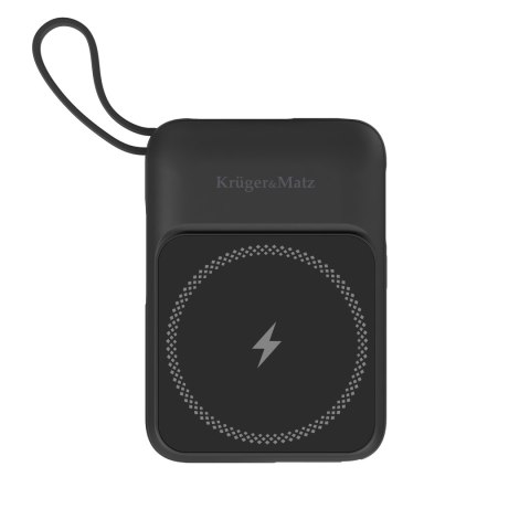 POWERBANK indukcyjny Kruger&Matz 10000 mAh magnetyczny z kablem czarny