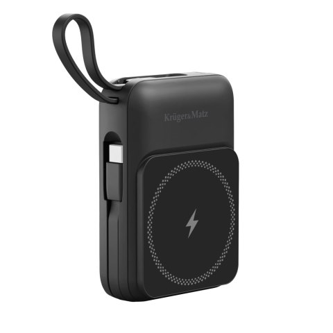 POWERBANK indukcyjny Kruger&Matz 10000 mAh magnetyczny z kablem czarny