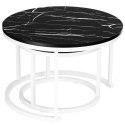 Zestaw dwóch stolików Biały Galen Czarny Marmur
