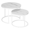 Zestaw dwóch stolików Biały Galen Small Biały Marmur