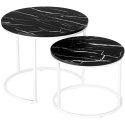 Zestaw dwóch stolików Biały Galen Small Czarny Marmur