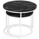 Zestaw dwóch stolików Biały Galen Small Czarny Marmur