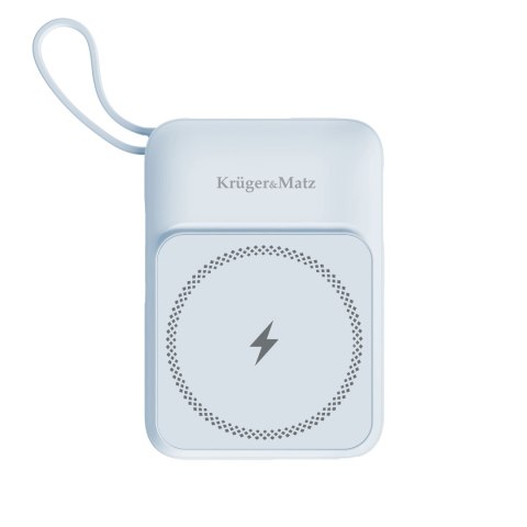 POWERBANK indukcyjny Kruger&Matz 10000 mAh magnetyczny z kablem niebieski