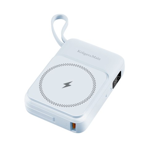POWERBANK indukcyjny Kruger&Matz 10000 mAh magnetyczny z kablem niebieski
