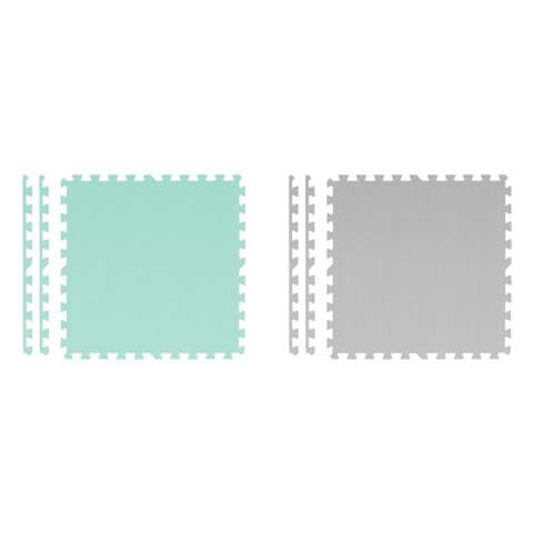 Mata piankowa puzzle 180x180cm 9 szt szaro miętowa