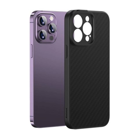 Zestaw ochronny BASEUS Synthetic Fiber iPhone 14 Pro (czarne)