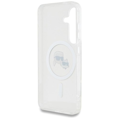 Karl Lagerfeld Button Karl & Choupette Heads Printed Logo MagSafe - Etui Samsung Galaxy S25 (biały)