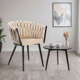 Krzesło welurowe plecione COFTON BLACK VELVET beżowe