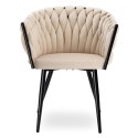 Krzesło welurowe plecione COFTON BLACK VELVET beżowe