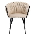 Krzesło welurowe plecione COFTON BLACK VELVET beżowe