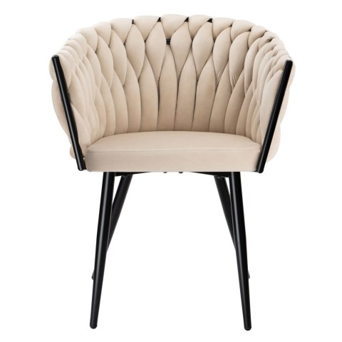 Krzesło welurowe plecione COFTON BLACK VELVET beżowe