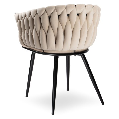 Krzesło welurowe plecione COFTON BLACK VELVET beżowe