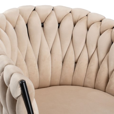 Krzesło welurowe plecione COFTON BLACK VELVET beżowe