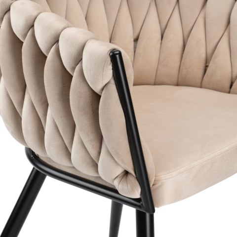 Krzesło welurowe plecione COFTON BLACK VELVET beżowe