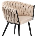 Krzesło welurowe plecione COFTON BLACK VELVET beżowe