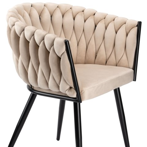 Krzesło welurowe plecione COFTON BLACK VELVET beżowe