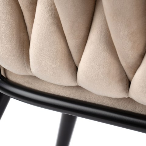 Krzesło welurowe plecione COFTON BLACK VELVET beżowe