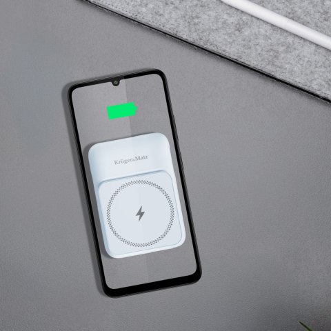 POWERBANK indukcyjny Kruger&Matz 10000 mAh magnetyczny z kablem czarny
