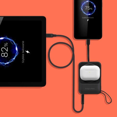 POWERBANK indukcyjny Kruger&Matz 10000 mAh magnetyczny z kablem niebieski