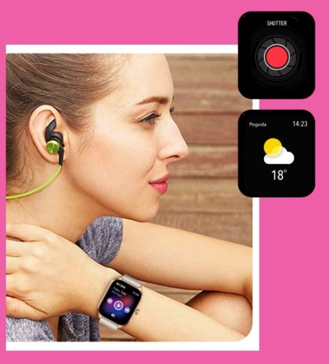 Smartwatch Damski Rubicon RNCF03-5 Różowe złoto Bransoleta + Pasek