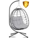 Fotel ogrodowy wiszący Tihuana szary + szare poduszki Sofotel