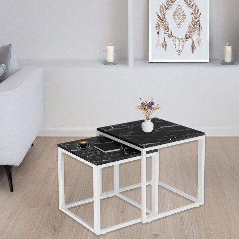 Stoliki kawowe BIAŁY PRAVEN CZARNY MARMUR