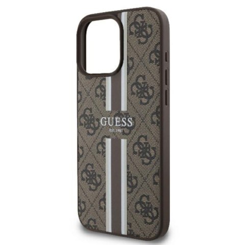 Guess 4G Printed Stripes MagSafe - Etui iPhone 16 Pro (brązowy)