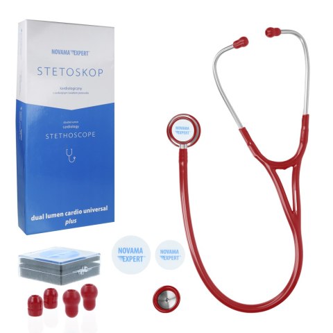NOVAMA EXPERT BORDOWY Stetoskop kardiologiczny, głowica podwójna, podwójne światło