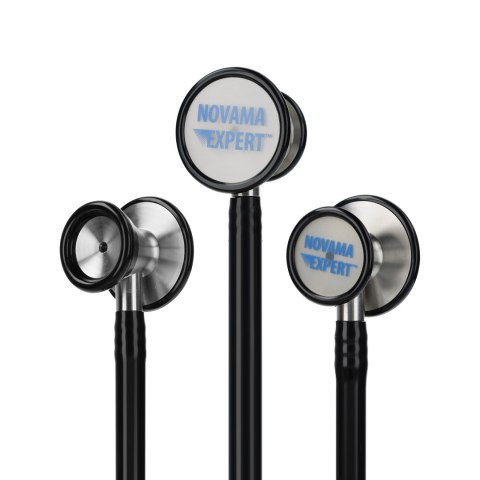 NOVAMA EXPERT CZARNY Stetoskop kardiologiczny, podwójna głowica, stal nierdzewna