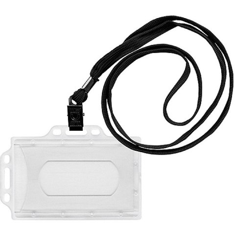 Identyfikator Donau 56x90mm PCV 2 uchwyty z taśmš czarnš