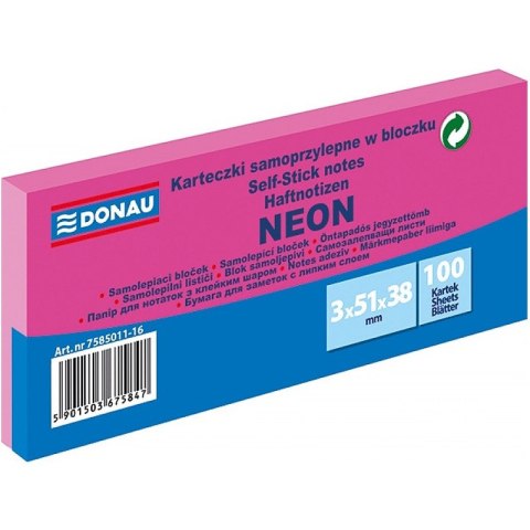 Karteczki Donau 38x51mm neon różowe (3x100)