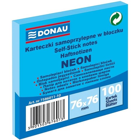 Karteczki Donau 76x76mm neon niebieskie (100)
