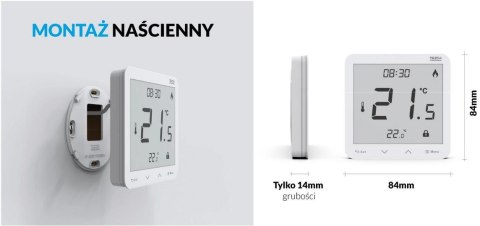Przewodowy regulator pokojowy biały R-10S PLUS Tech Sterowniki