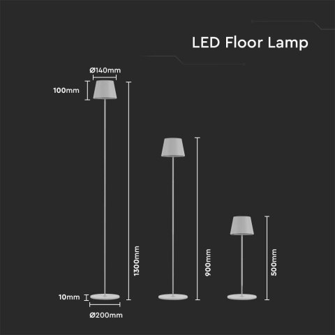 Lampa Podłogowa LED Biała Ładowalna 3000K 4W V-TAC