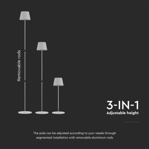 Lampa Podłogowa LED Biała Ładowalna 3000K 4W V-TAC