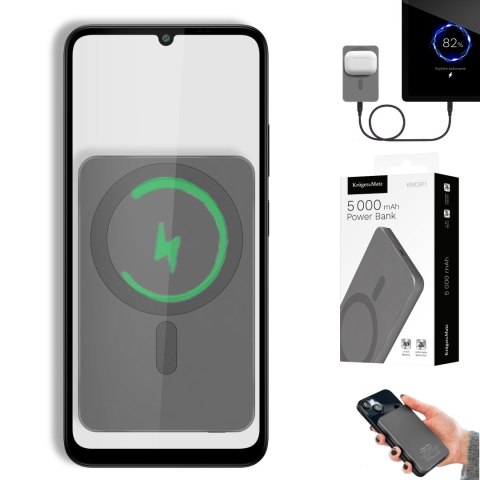 POWERBANK indukcyjny Kruger&Matz 5000 mAh magnetyczny szary
