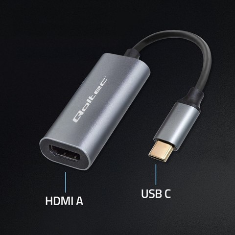 Qoltec Adapter Aluminiowa Przejściówka USB-C 3.1 MHL na HDMI 4K | 60Hz | 32AWG do Laptop Smartfon