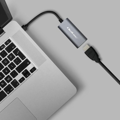 Qoltec Adapter Aluminiowa Przejściówka USB-C 3.1 MHL na HDMI 4K | 60Hz | 32AWG do Laptop Smartfon