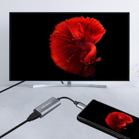 Qoltec Adapter Aluminiowa Przejściówka USB-C 3.1 MHL na HDMI 4K | 60Hz | 32AWG do Laptop Smartfon