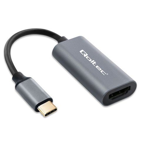 Qoltec Adapter Aluminiowa Przejściówka USB-C 3.1 MHL na HDMI 4K | 60Hz | 32AWG do Laptop Smartfon