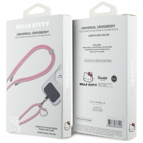 Hello Kitty Patch & Kitty Head Charm - Uniwersalny pasek / smyczka do telefonu (różowy)