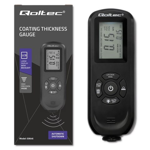 Qoltec Miernik grubości lakieru z podświetlanym bocznym wyświetlaczem LCD | 0 ~ 2000um