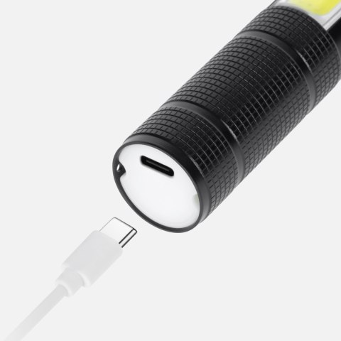 Akumulatorowa latarka wielofunkcyjna Rebel (zoom, nożyk, młotek do szyby).